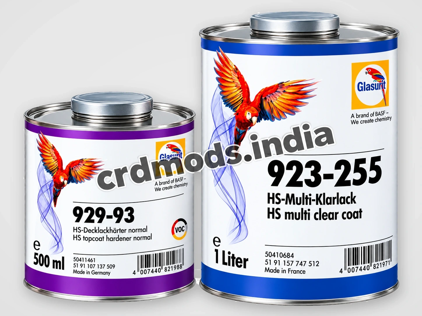 Glasurit 923-255 HS Multi Clear Coat 1 liter and 929-93 HS Topcoat Hardener 500 ml, buy in Hyderabad