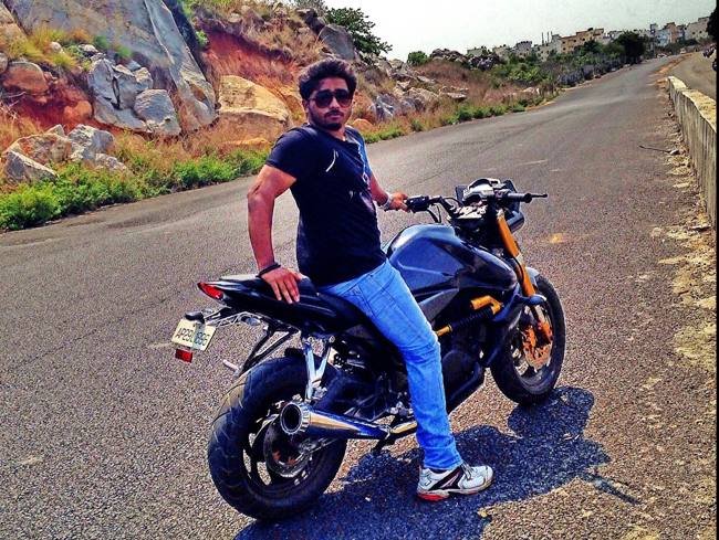 On location for the TV5 news interview on bike modification, Hyderabad